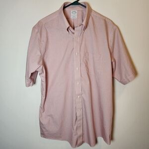 Brooks Brothers Casual Button Down Short Sleeve 1818 Shirt Men XL Preppy Red/Wht